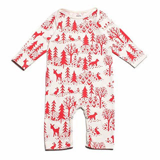 Long Sleeve Organic Cotton Romper - Winter Scenic Red Baby One-Pieces