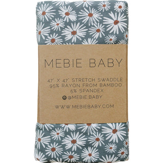 Bamboo Stretch Swaddle Blanket - Dark Green Daisy