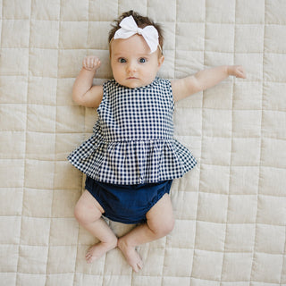 Navy Gingham Peplum Set - Cute and Comfy