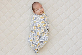 Dusty Blue Bunny Bamboo Stretch Swaddle - Cozy Spring Comfort