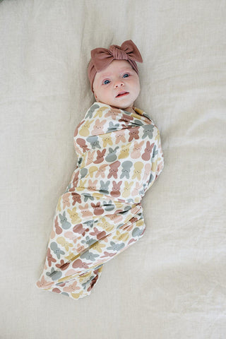 Bamboo Stretch Swaddle Dusty - Rose Bunny