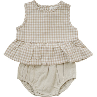 Oatmeal Gingham Peplum Set - Cute and Comfy