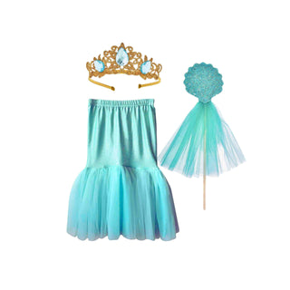 Mermaid Tail Skirt, Crown & Wand Set - Turquoise