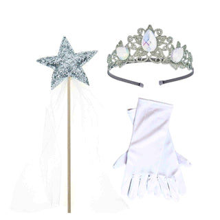 Raven Princess Crown and Wand Set - Silver & Ivory