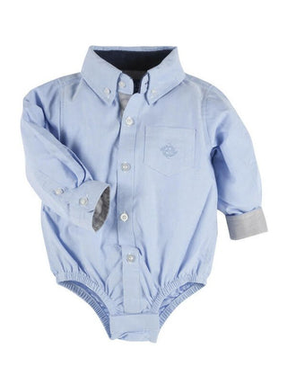 Andy and Evan Boys Long Sleeve Oxford Bodysuit - Blue