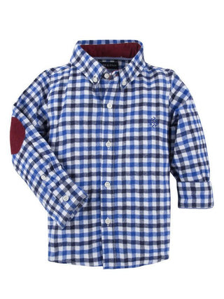 Boy's Long Sleeve Shirt - Blue Flannel Check Baby & Toddler Tops