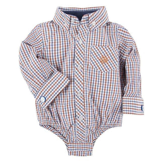 Orange and Navy Check Bicycle Cuff Link Shirtzie Baby & Toddler Tops