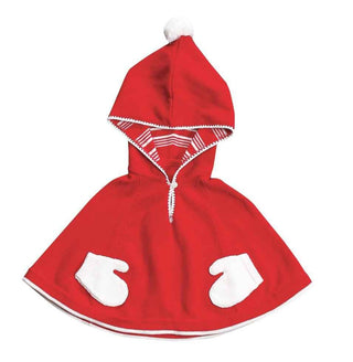 Holiday Girls Sweater Poncho, Red with Accent White Mittens Baby & Toddler Outerwear