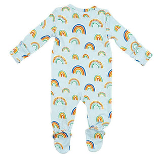 Bamboo Zipper Footie - Blue Rainbows Baby & Toddler Sleepwear