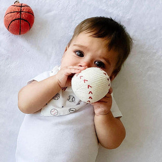 Organic Baby Ball Toy Set | Newborn Rattles - Football, Baseball & Basketball Sports Gifts Baby Gift Sets