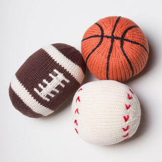 Organic Baby Ball Toy Set | Newborn Rattles - Football, Baseball & Basketball Sports Gifts Baby Gift Sets