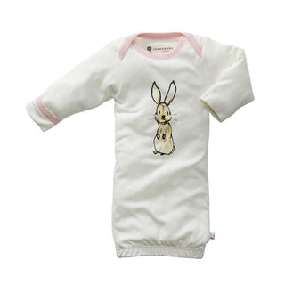 Babysoy Girls Jane Goodall Long Sleeve Layette Gown - Rabbit