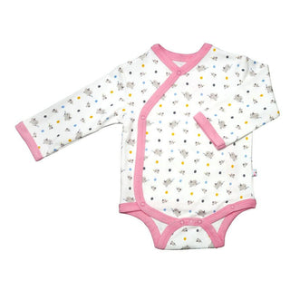 Babysoy Girls Long Sleeve Kimono Bodysuit - Bird