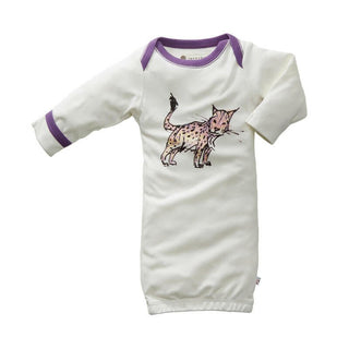 Babysoy Jane Goodall Long Sleeve Layette Gown - Lynx