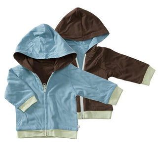 Babysoy Reversible Hoodie - Ocean and Chocolate