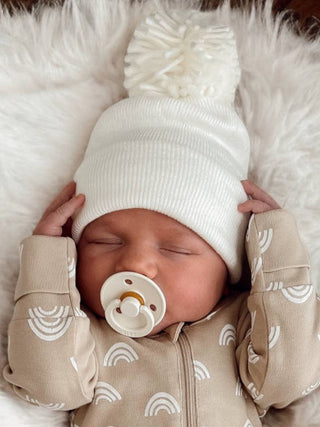 Baby's First Hat - Warm White Pom