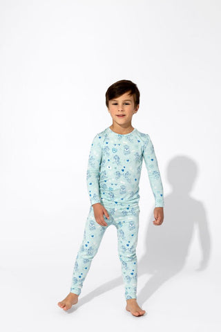 Bellabu Bear Boy's Bamboo Long Sleeve Pajama Set - PAW Patrol Valentine's Blue 