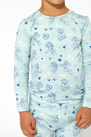 Bellabu Bear Boy's Bamboo Long Sleeve Pajama Set - PAW Patrol Valentine's Blue 