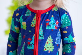 Birdie Bean Bamboo Convertible Footie Romper - Kevin (Christmas Trees)