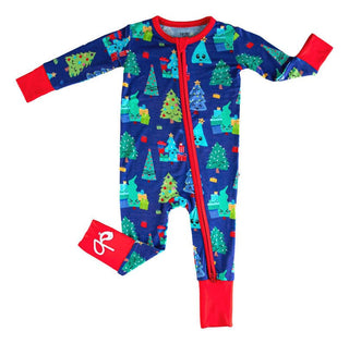 Bamboo Convertible Footie Romper - Kevin (Christmas Trees) Baby & Toddler Sleepwear