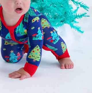 Bamboo Convertible Footie Romper - Kevin (Christmas Trees) Baby & Toddler Sleepwear