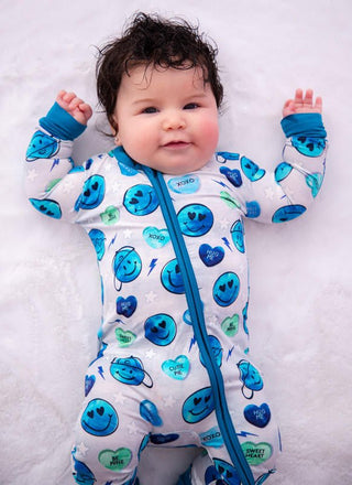 Bamboo Convertible Footie Romper - Morris (Valentine Emojis) Baby & Toddler Sleepwear