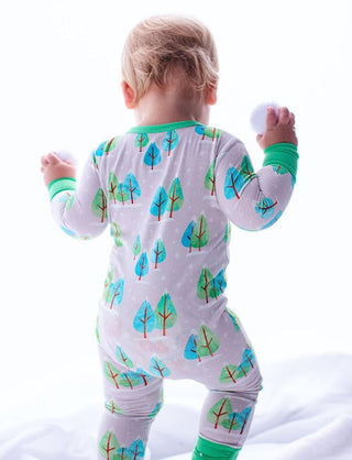 Birdie Bean Bamboo Convertible Footie Romper - Vail Ribbed (Winter Trees)