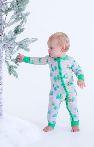 Birdie Bean Bamboo Convertible Footie Romper - Vail Ribbed (Winter Trees)