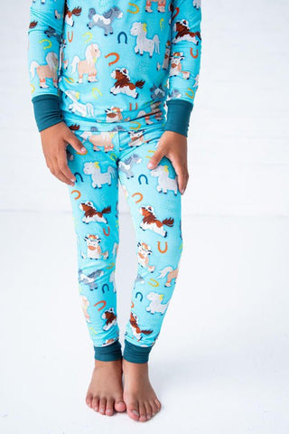 Boy's Bamboo Long Sleeve Pajama Set - Toby (Horses) Baby & Toddler Sleepwear