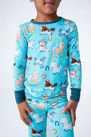 Boy's Bamboo Long Sleeve Pajama Set - Toby (Horses) Baby & Toddler Sleepwear