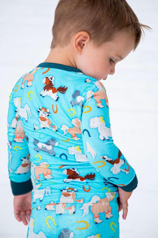 Boy's Bamboo Long Sleeve Pajama Set - Toby (Horses) Baby & Toddler Sleepwear