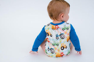 Birdie Bean Boys Long Sleeve T-Shirt Bubble Romper - Billy Trucks and Tractors