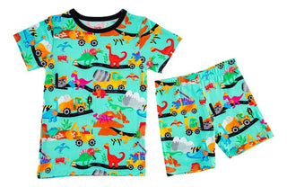 Birdie Bean Boy's Short Sleeve Pajama Set with Shorts - Robby (Dinos & Construction) | Cozy Sleepies provide warmth and snugness for better sleep.