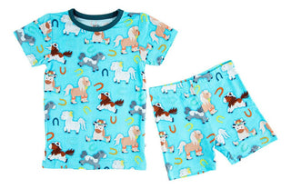 Birdie Bean Boy's Short Sleeve Pajama Set with Shorts - Toby (Horses) | Cozy Sleepies provide warmth and snugness for better sleep.