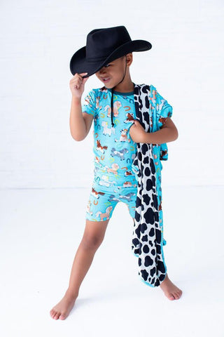 Birdie Bean Boy's Short Sleeve Pajama Set with Shorts - Toby (Horses)