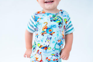 Birdie Bean Boys Short Sleeve Romper - Brody Skateboard Pets