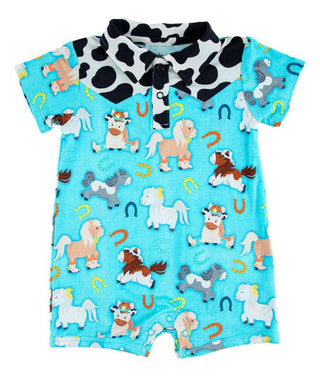 Birdie Bean Boy's Shortie Romper - Toby (Horses)