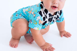 Boy's Bamboo Shortie Romper - Toby (Horses) Birdie Bean