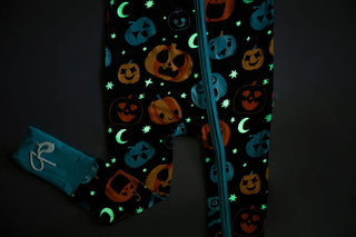 Birdie Bean Convertible Footie Romper - Dex (Jack O'Lanterns) Glow-in-the-Dark