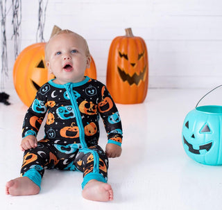 Birdie Bean Convertible Footie Romper - Dex (Jack O'Lanterns) Glow-in-the-Dark