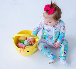 Bamboo Convertible Footie Romper - Elijah (Chick & Bunny Eggs) Baby & Toddler Sleepwear