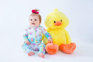 Bamboo Convertible Footie Romper - Elijah (Chick & Bunny Eggs) Baby & Toddler Sleepwear