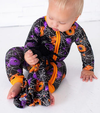 Birdie Bean Convertible Footie Romper - Gomez (Spider Webs on Graffiti) Glow-in-the-Dark