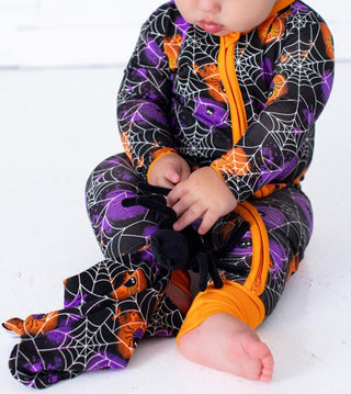 Bamboo Convertible Footie Romper - Gomez (Spider Webs on Graffiti) Glow-in-the-Dark Baby & Toddler Sleepwear