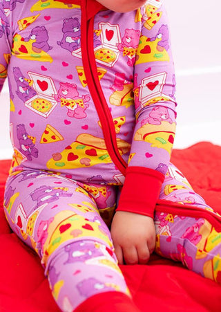 Birdie Bean Girl's Bamboo Convertible Footie Romper - Care Bears Pizza Valentine 