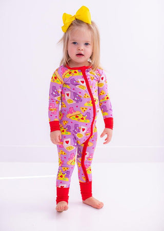 Birdie Bean Girl's Bamboo Convertible Footie Romper - Care Bears Pizza Valentine 