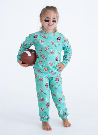 Birdie Bean Girl's Bamboo Long Sleeve Crewneck Sweatshirt and Pants Outfit Set - Elliot (Football)