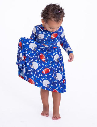 Birdie Bean Girl's Bamboo Long Sleeve Dress - Troy (Football)