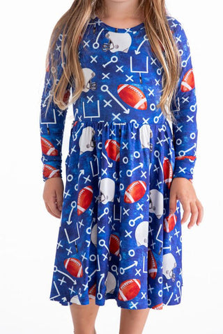 Birdie Bean Girl's Bamboo Long Sleeve Dress - Troy (Football)