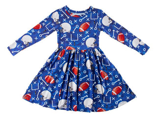 Birdie Bean Girl's Bamboo Long Sleeve Dress - Troy (Football)